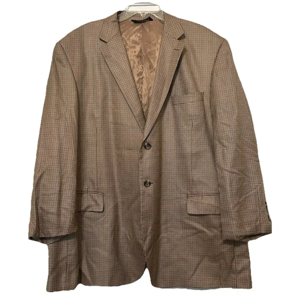 Pronto Moda Italia Blazer 52R Houndstooth Silk Wool Cashmere Lana Lux Sport Coat